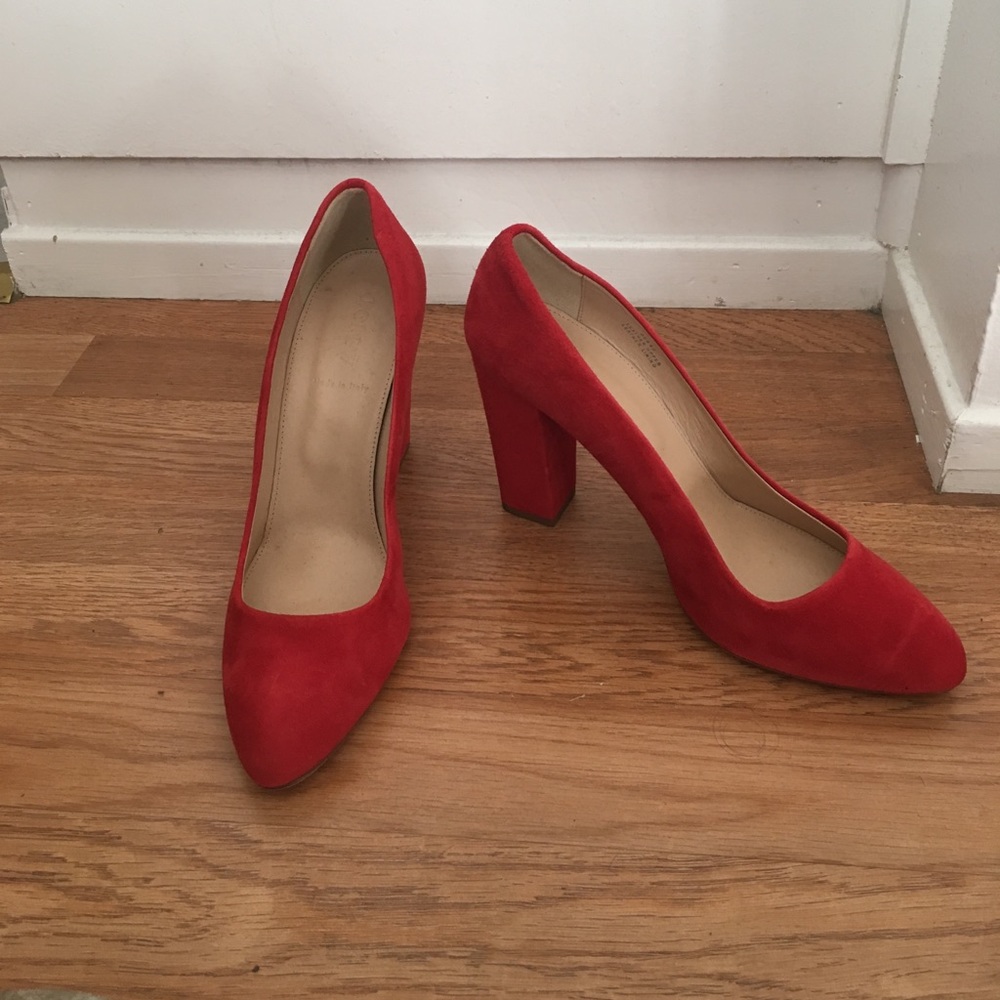 Red Jcrew Block heels